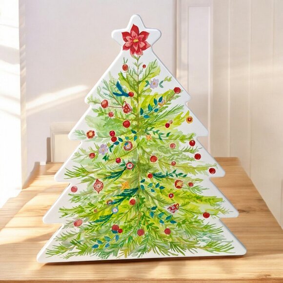 Pioneer Woman CHRISTMAS TREE Treats Cookies Fudge PLASTIC Holder Holiday plate - Picture 1 of 14